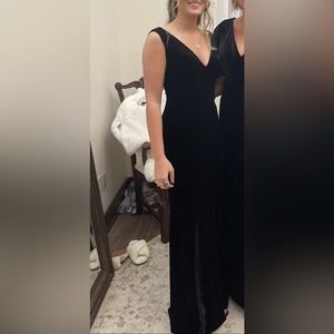 Black velvet Revelry Dakota dress with slit